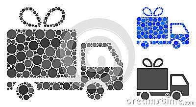 Gift delivery Mosaic Icon of Round Dots Vector Illustration