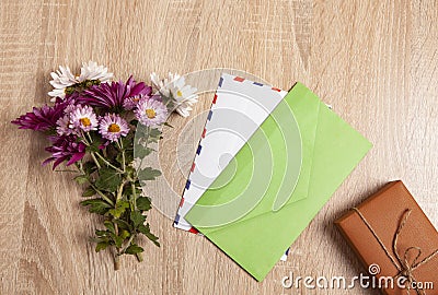 Gift envelope flowers Stock Photo