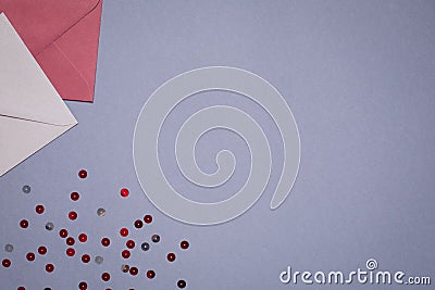 Gift envelopes burgundy color on a gray background Stock Photo