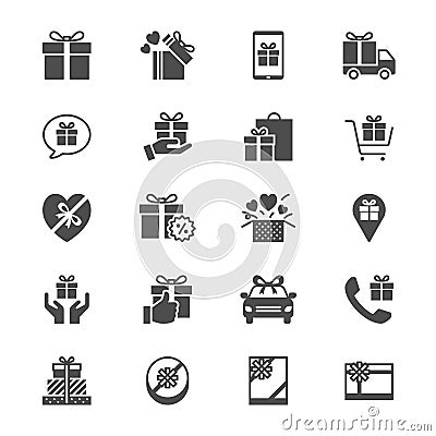 Gift flat icons Vector Illustration