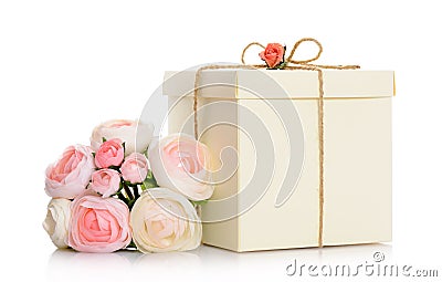 Gift with floral decoration Stock Photo