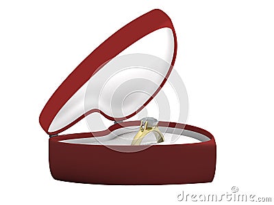 Gift golden ring in a box another angle Stock Photo