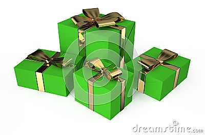 Gift green boxes 3 Stock Photo