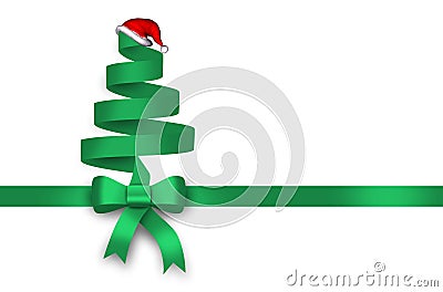 Gift, green ribbon, green loop, bow Stock Photo