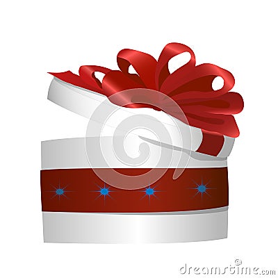 Gift with a big red bow Stock Photo