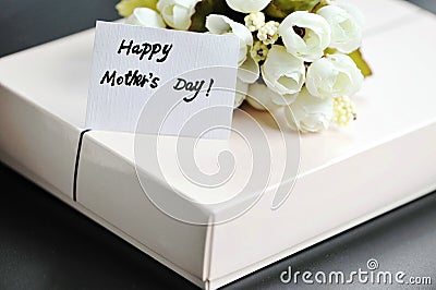 Gift With Happy Mothers Day Card Stock Photo