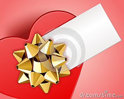 Gift heart with bow top view with card Vector Illustration