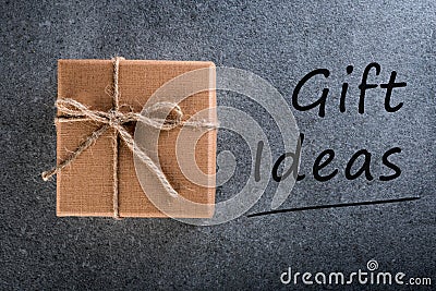 Gift ideas. Thinking about new year, Christmas, birthday and valentine day gifts and online shopping. Box symbolizing a Stock Photo