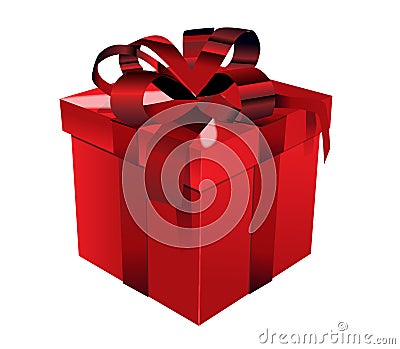 Red gift box with red bow Stock Photo