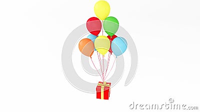 Gift with many ballons Stock Photo