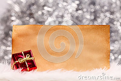 Gift and old sheet of paper Stock Photo