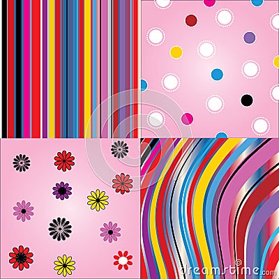 a set of four different gift paper Vector Illustration