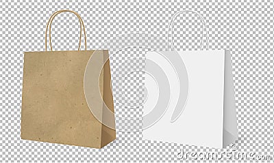 Gift Paper Bags Set Isolated Transparent background Vector Illustration