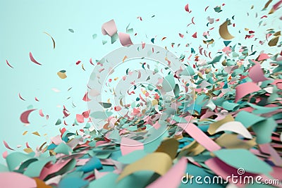 confetti background party blue event celebration carnival flying colorful festive birthday. Generative AI. Cartoon Illustration