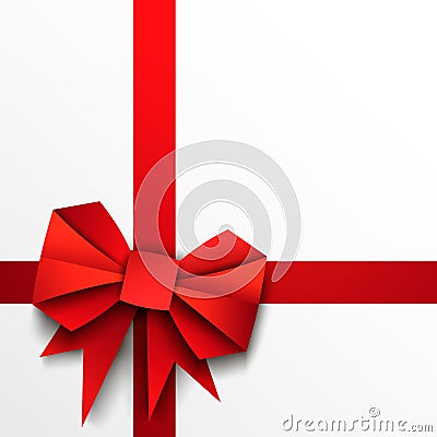 Gift paper red bow and ribbon Vector Illustration