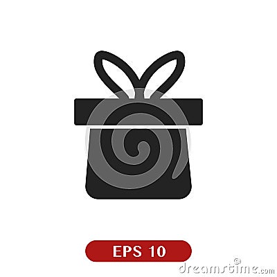 Gift, Present, Giftbox Isolated Flat Web Mobile Icon / Vector / Sign / Symbol / Button / Element / Silhouette Vector Illustration