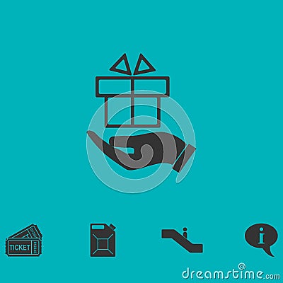 Gift present icon flat Vector Illustration