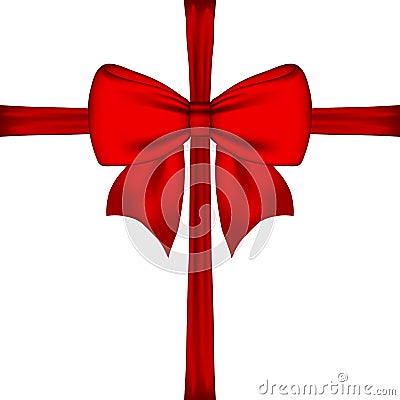 gift red bow and ribbon Vector Illustration