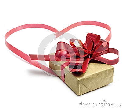 gift and ribbon heart Stock Photo