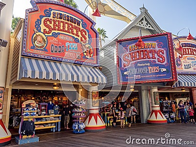 Gift shop at Paradise Pier, Disney California Adventure Park Editorial Stock Photo