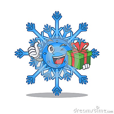 With gift snowflake isolated with in the mascot Vector Illustration