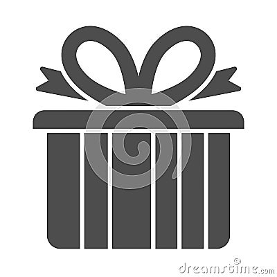 Gift solid icon, shopping concept, Present box with bow sign on white background, Giftbox icon in glyph style for mobile Vector Illustration