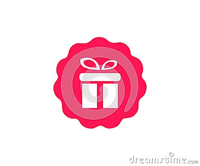 Gift stamp. Free gift Label for promo logo design. Gift box. Gift certificate. Special present sign. Vector Illustration