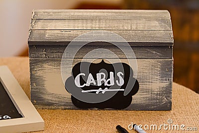 Gift Table Card Box at Wedding Stock Photo