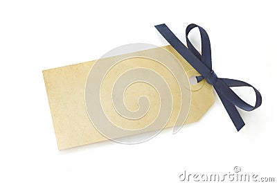 Gift Tag with Blue Bow Stock Photo