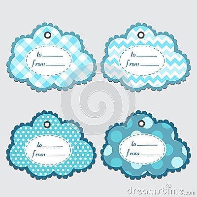 Gift tags in clouds shape Vector Illustration