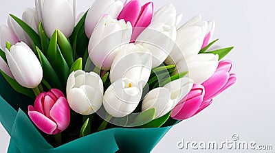 A Gift of Tulips for Mother's Day and Women's Day Celebrations. Stock Photo