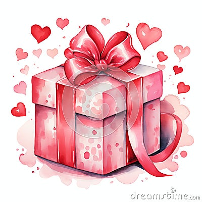 gift Valentine Day watercolor Stock Photo