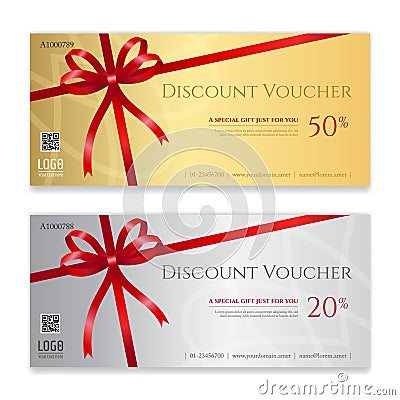 Gift voucher, certificate or discount card template for promo co Vector Illustration