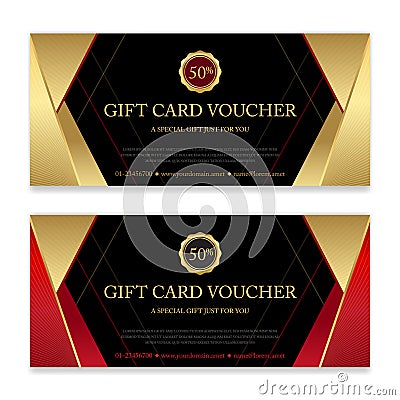 Gift voucher, certificate or discount card template for promo co Vector Illustration