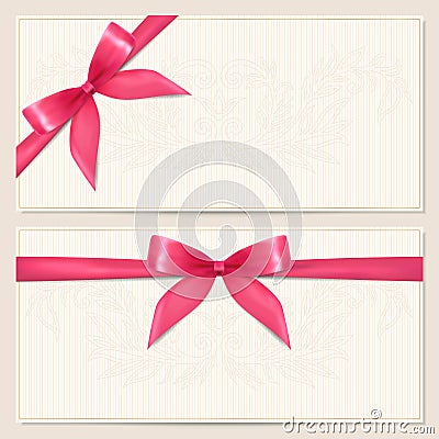 Gift Voucher / coupon template with bow (ribbons) Vector Illustration