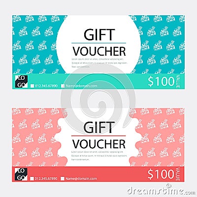 Gift voucher,Coupon template with flat design Vector Illustration