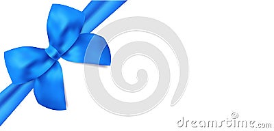 Gift voucher / Gift certificate. Blue bow, ribbons Vector Illustration