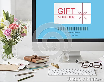 Gift Voucher Promo Code Concept Stock Photo