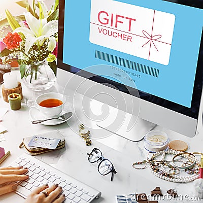 Gift Voucher Promo Code Concept Stock Photo