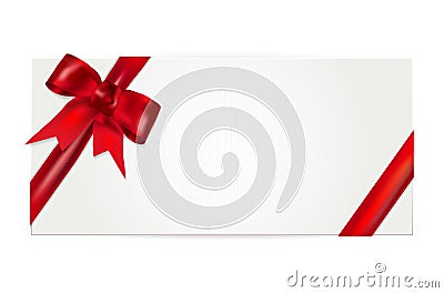 Gift voucher with red bow Cartoon Illustration