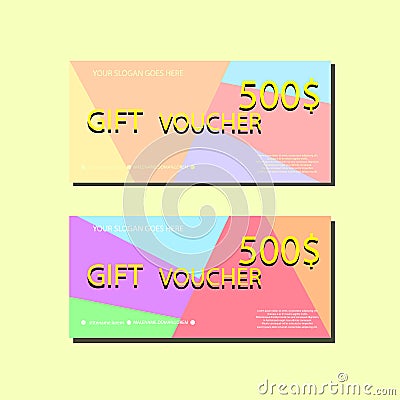 Gift Voucher Template With colorful Abstract Texture For your Designt. Vector Illustration