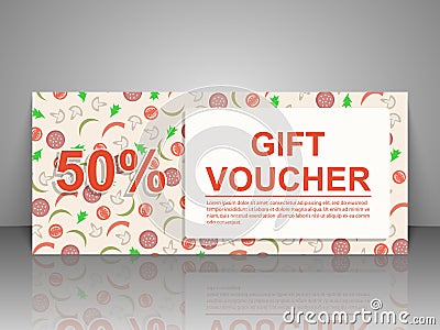 Gift voucher template. Pizza Flyer. Vector Illustration