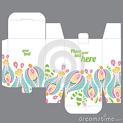 Gift wedding favor box design template with nature pattern Vector Illustration