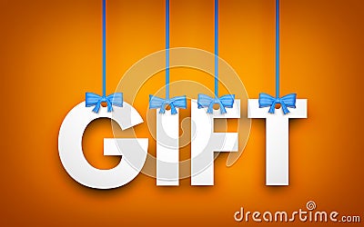 Gift - word hanging on rope Cartoon Illustration