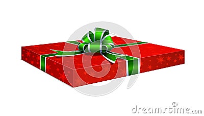 Gift wrap. Realistic festive gift package red with snowflakes texture Vector Illustration