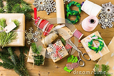 Gift wrapping Stock Photo