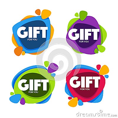 Gift For You, vector collection of bright congratulation bubble Vector Illustration