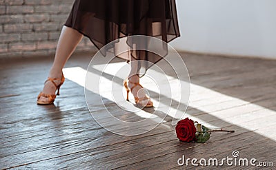 Gifted woman dancing tango at the ballroom Stock Photo