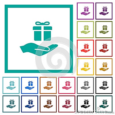 Gifting flat color icons with quadrant frames Stock Photo