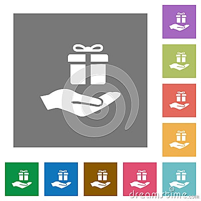 Gifting square flat icons Stock Photo